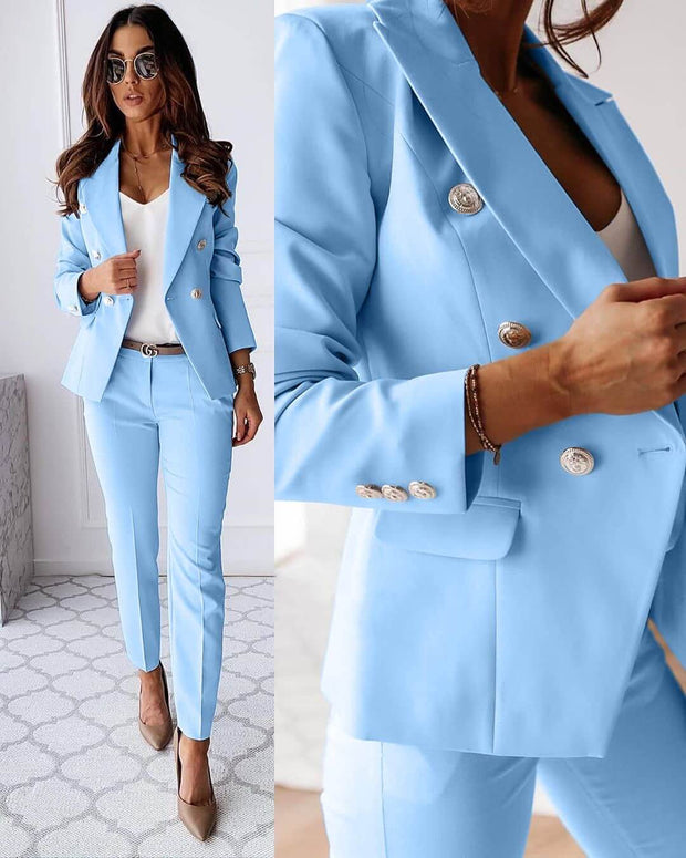 Julia | Stylowy komplet blazerowy Suit Women Warschau Fashion Jasny niebieski S