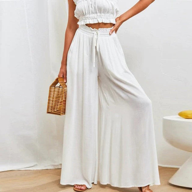 GRETA - Stylowe Luźne Spodnie Letnie Women Skirt Spring Warschau Fashion Biały S