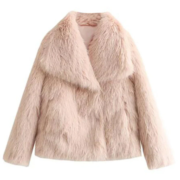 Krótkie Sztuczne Futro dla Kobiet – Elegancki Zimowy Płaszcz na Casualowe i Półformalne Okazje Jacket Warschau Fashion Jasnoróżowy XS