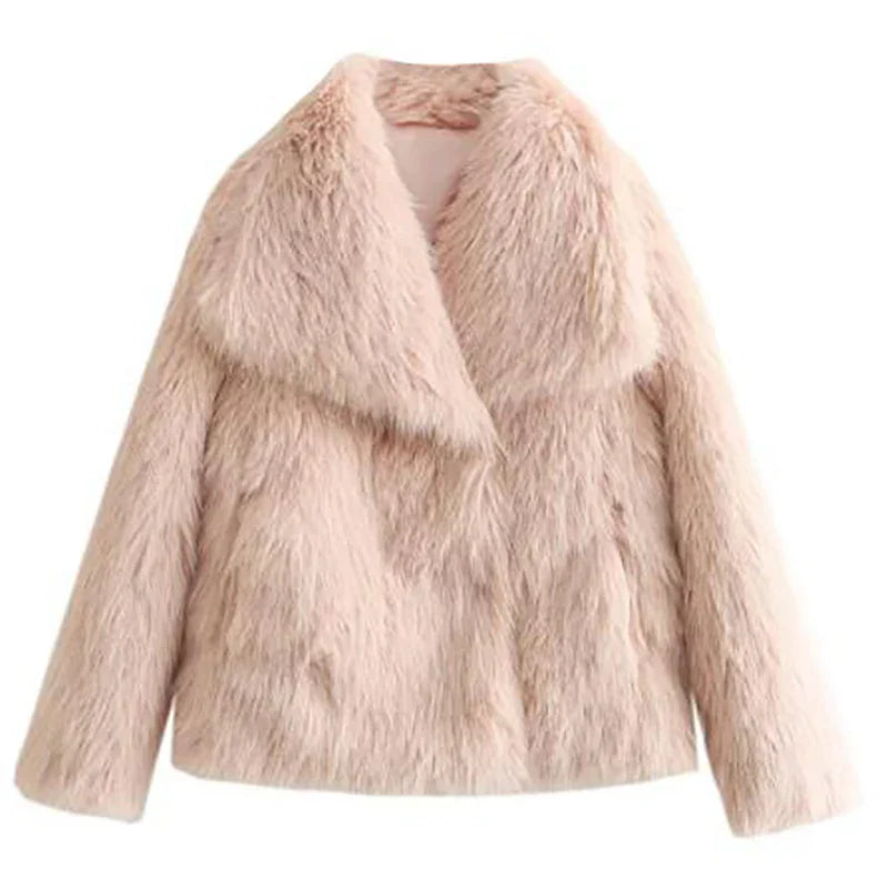 Krótkie Sztuczne Futro dla Kobiet – Elegancki Zimowy Płaszcz na Casualowe i Półformalne Okazje Jacket Warschau Fashion Jasnoróżowy XS