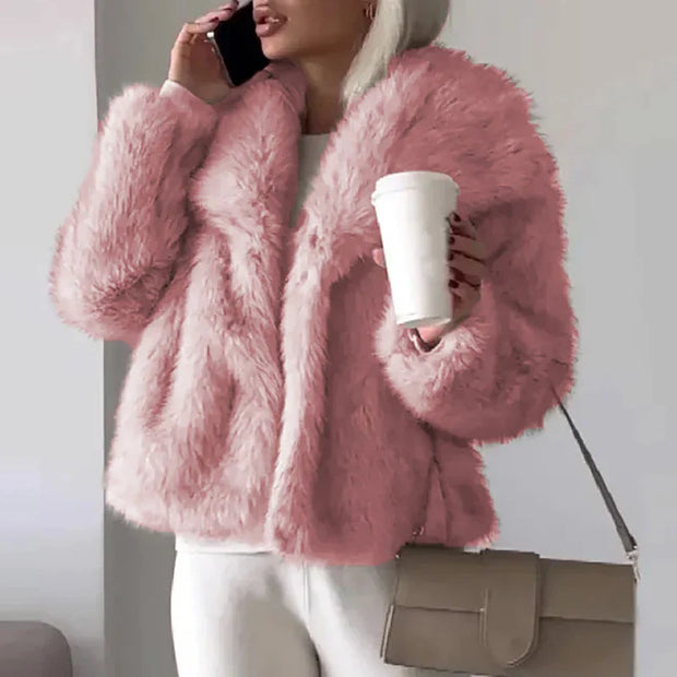 Krótkie Sztuczne Futro dla Kobiet – Elegancki Zimowy Płaszcz na Casualowe i Półformalne Okazje Jacket Warschau Fashion Różowy XS
