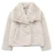 Krótkie Sztuczne Futro dla Kobiet – Elegancki Zimowy Płaszcz na Casualowe i Półformalne Okazje Jacket Warschau Fashion Kremowy XS