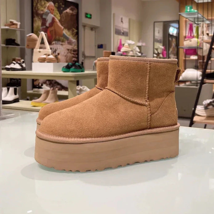 Ultra Mini Ugg Damskie – Przytulne Botki na Platformie z Futrzanym Akcentem Women's Shoes Warschau Fashion