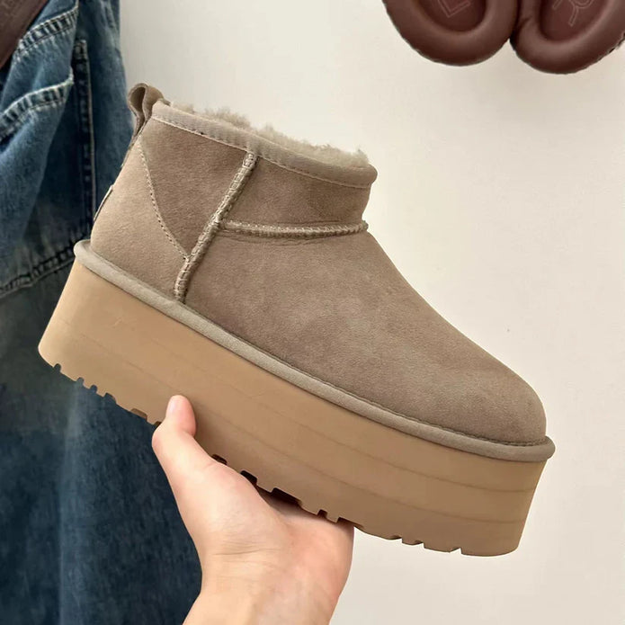 Ultra Mini Ugg Damskie – Przytulne Botki na Platformie z Futrzanym Akcentem Women's Shoes Warschau Fashion