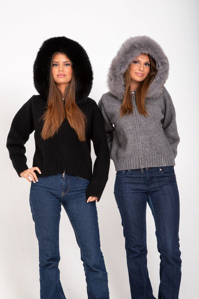 Miękki Wełniany Płaszcz z Kapturem Warschau Fashion