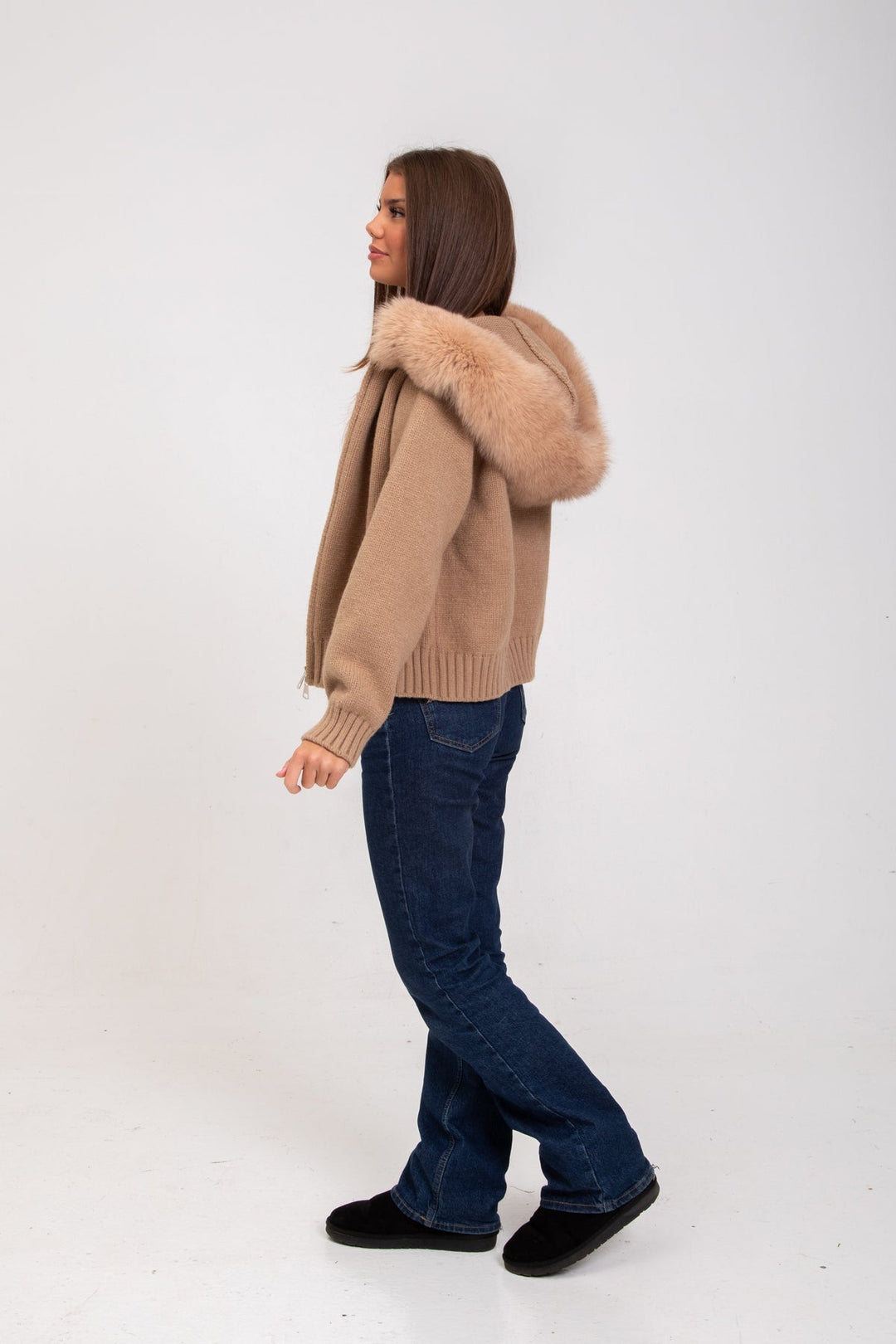 Miękki Wełniany Płaszcz z Kapturem Warschau Fashion