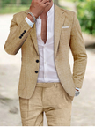 Johannes | Elegancki lniany garnitur męski Pakken & stropdassen | modern Warschau Fashion Jasnobrązowy M