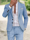 Johannes | Elegancki lniany garnitur męski Pakken & stropdassen | modern Warschau Fashion Niebieski M