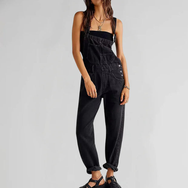 Dżinsowy Kombinezon Dameski Jumpsuits Warschau Fashion Czarny Xs