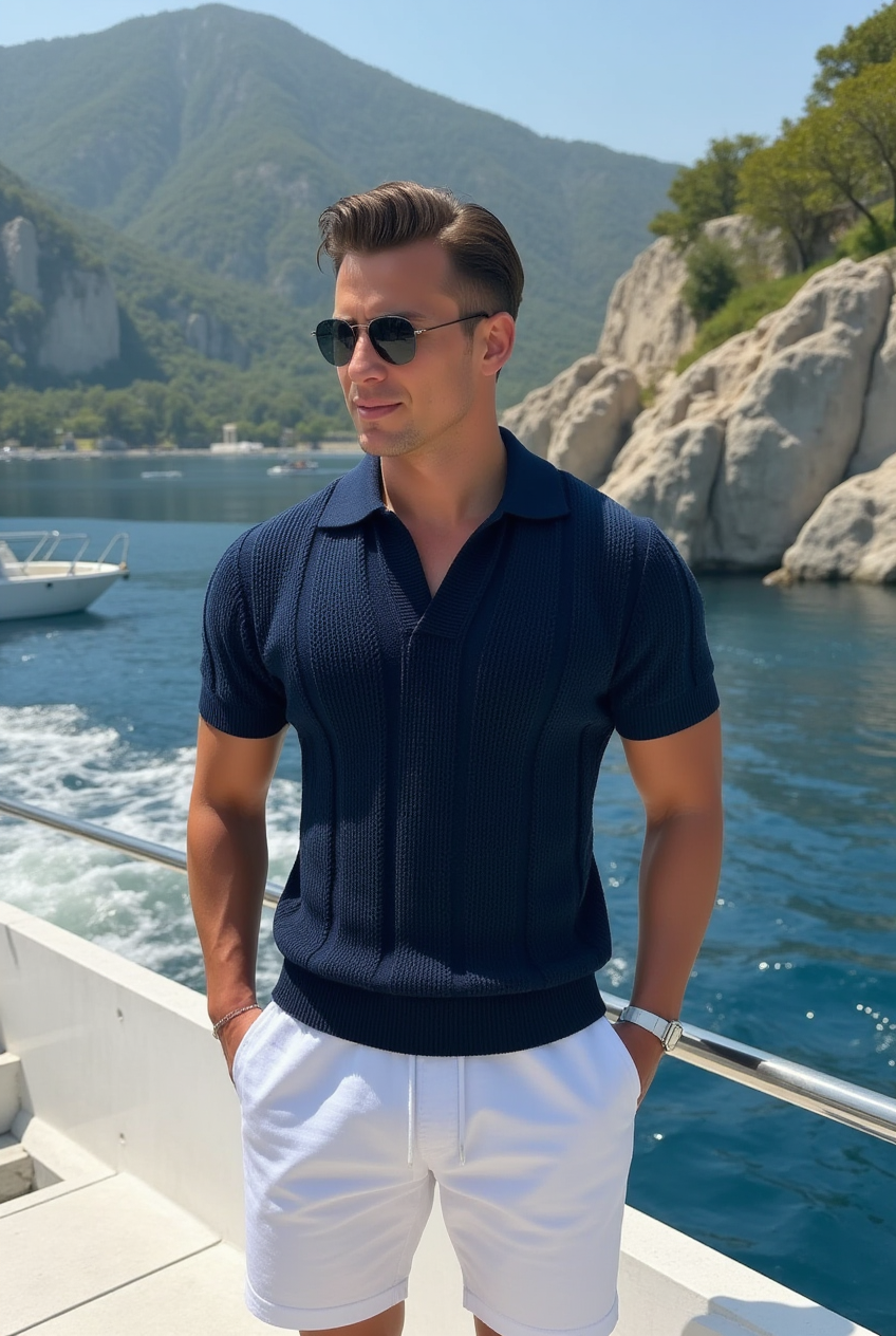Sweter Polo Granatowy