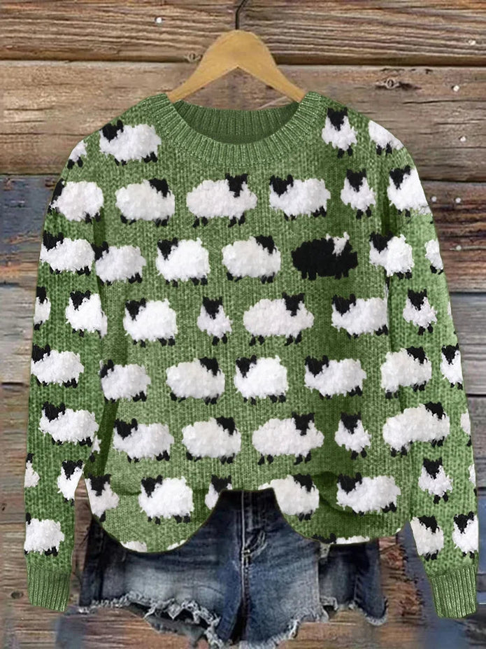 Marta - Sweter z Włókna Sweater Warschau Fashion Zielony S