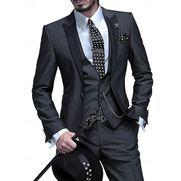 Finn | 3-częściowy zestaw lniany dla mężczyzn Pakken & stropdassen | modern Warschau Fashion Czarny Xs