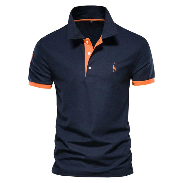 Jawdat | Polo dla mężczyzn Polo Shirt Men Warschau Fashion Ciemnoniebiesko-pomarańczowy S