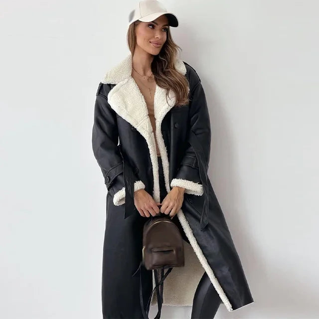 Aluina | Damski Długi Płaszcz Pluszowy | Elegancki