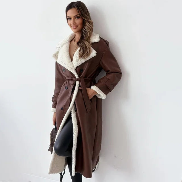 Aluina | Damski Długi Płaszcz Pluszowy | Elegancki