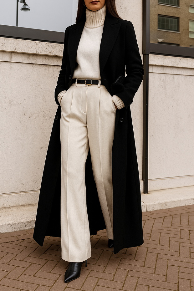 Athrena | Elegancki długi płaszcz dla kobiet na ponadczasowy zimowy styl Winter Coatr Warschau Fashion Czarny S