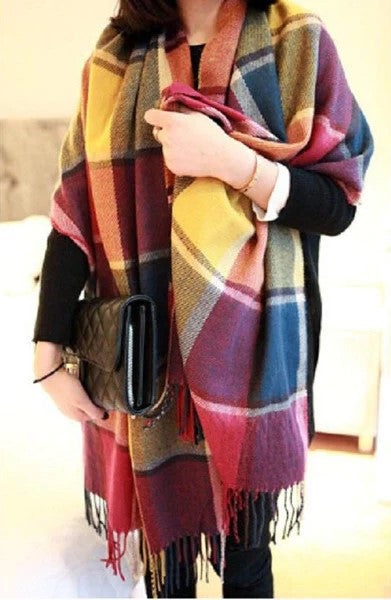 Szalik Kaszmirowy Coleen - Ciepły i Modny - Warschau Fashion - Luksusowy Komfort Scarves Warschau Fashion Tęcza 2