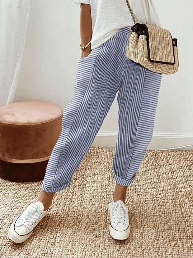 Lore - Stylowe paski na uniwersalne spodnie na każdą porę roku Pants Warschau Fashion Niebieski XS