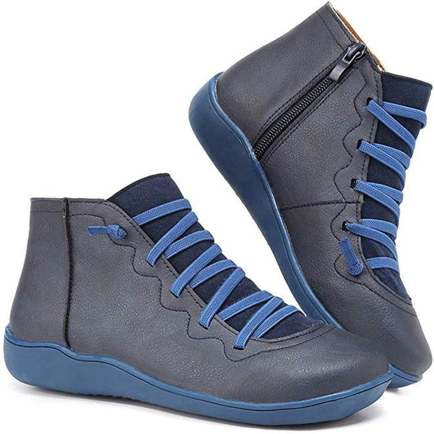 Celestia - Skórzane Botki Eleganza Shoes Warschau Fashion Niebieski 35
