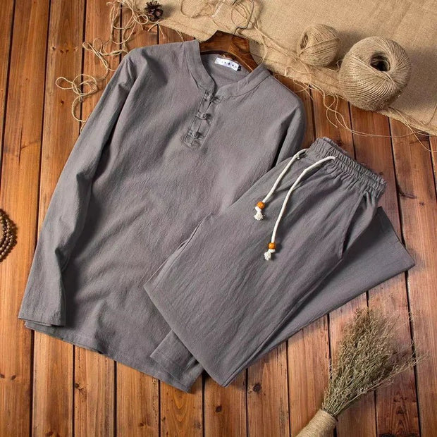 Elegancki lniany garnitur męski w lekkim stylu Men Sets Warschau Fashion Szary S