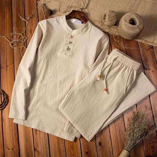 Elegancki lniany garnitur męski w lekkim stylu Men Sets Warschau Fashion Beżowy S