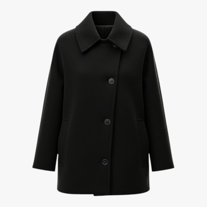 Zofia |Damski płaszcz z kołnierzem wykładanym Kurtki i płaszcze damskie Warschau Fashion Czarny XS