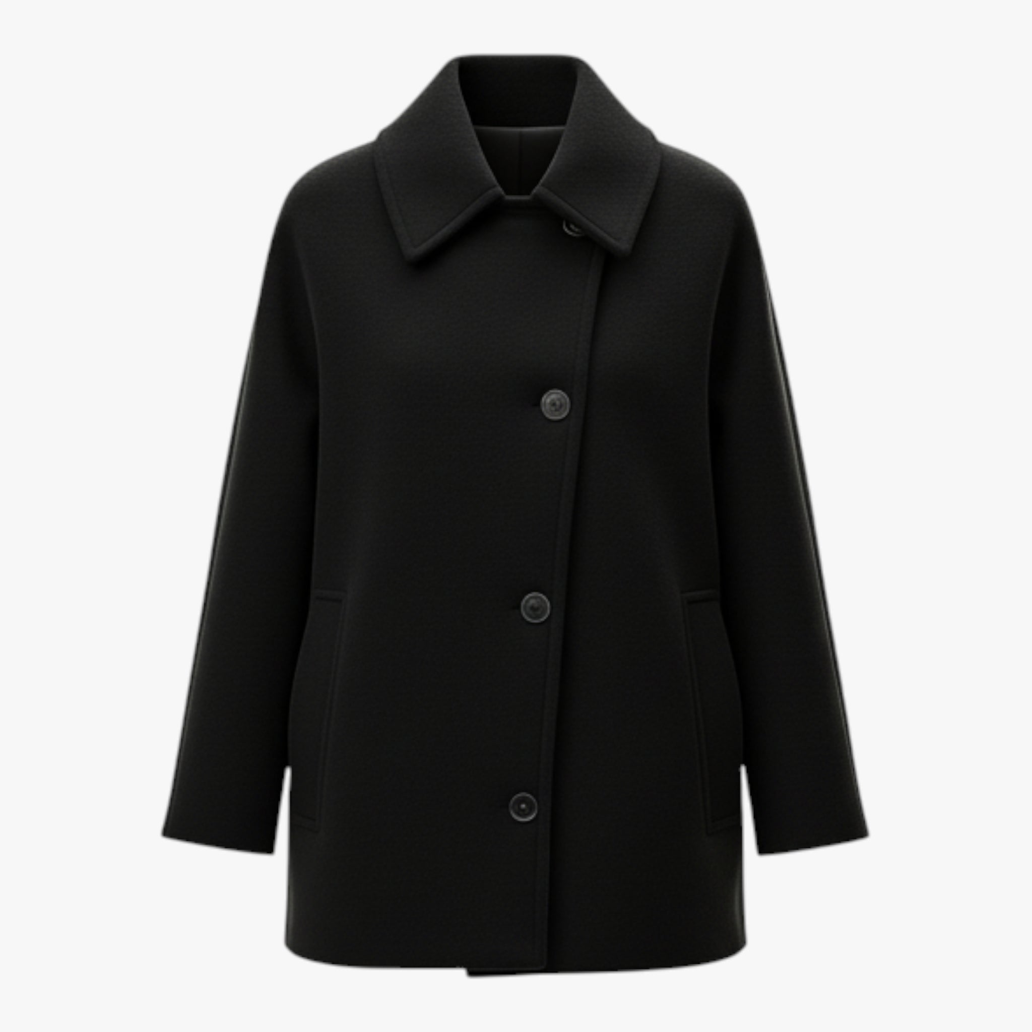 Zofia |Damski płaszcz z kołnierzem wykładanym Kurtki i płaszcze damskie Warschau Fashion Czarny XS