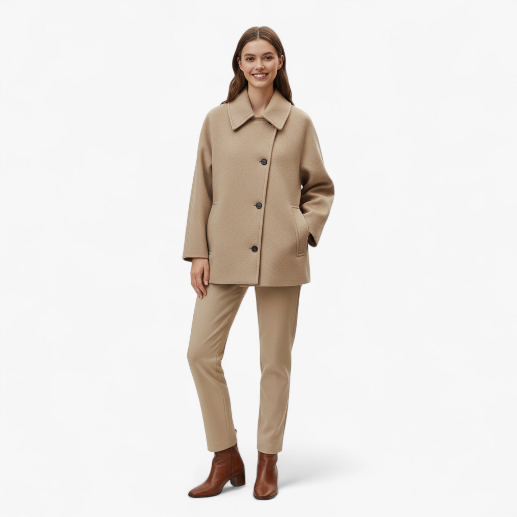 Zofia |Damski płaszcz z kołnierzem wykładanym Kurtki i płaszcze damskie Warschau Fashion