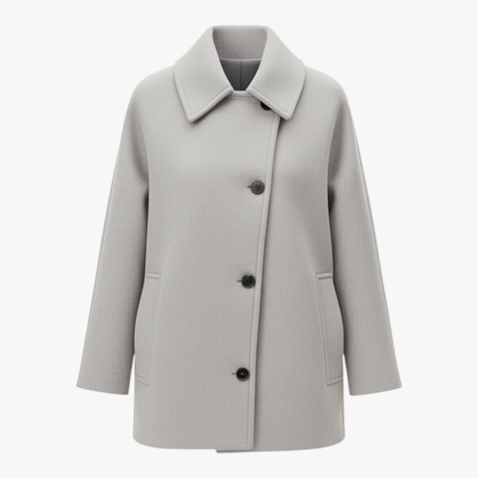 Zofia |Damski płaszcz z kołnierzem wykładanym Kurtki i płaszcze damskie Warschau Fashion Szary XS