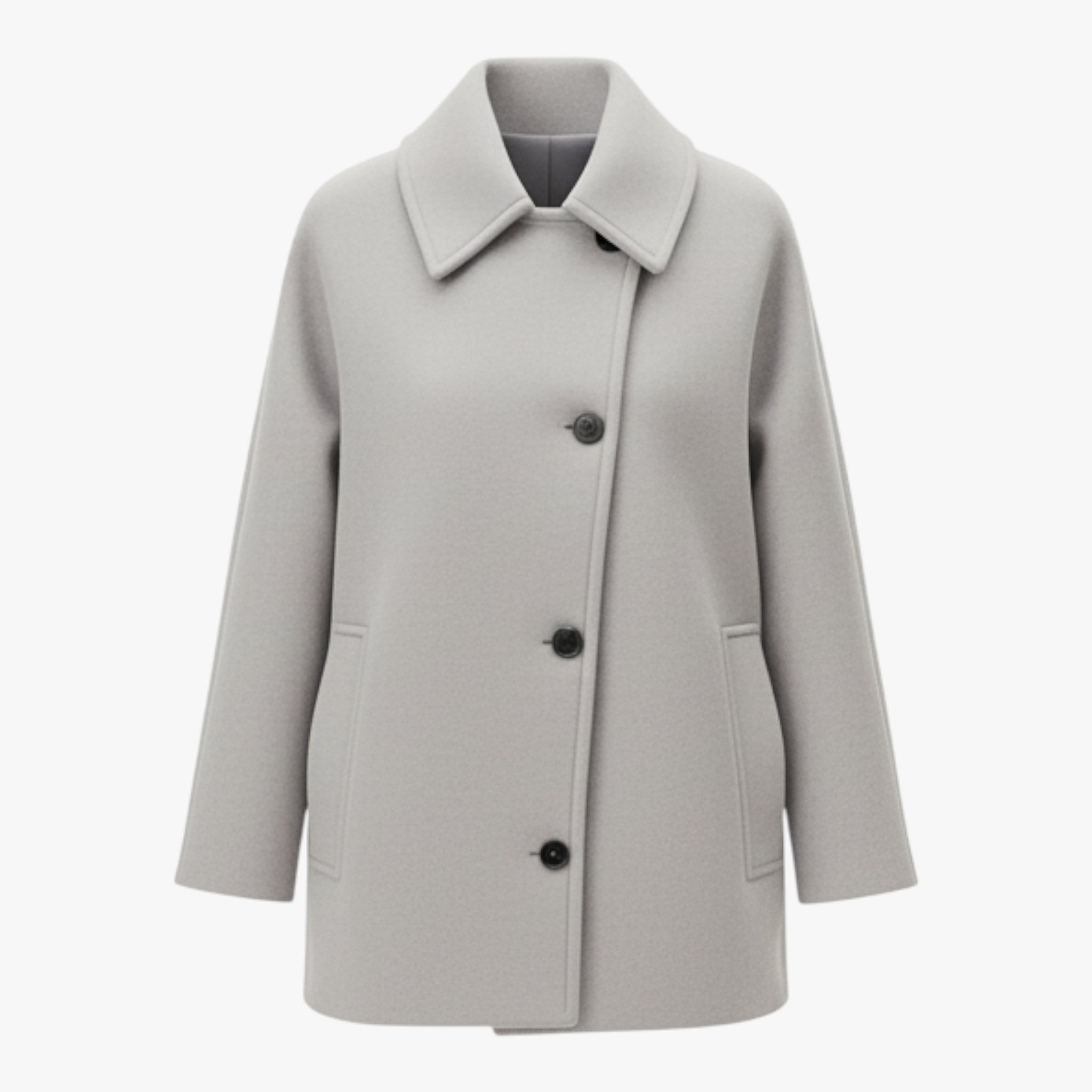 Zofia |Damski płaszcz z kołnierzem wykładanym Kurtki i płaszcze damskie Warschau Fashion Szary XS