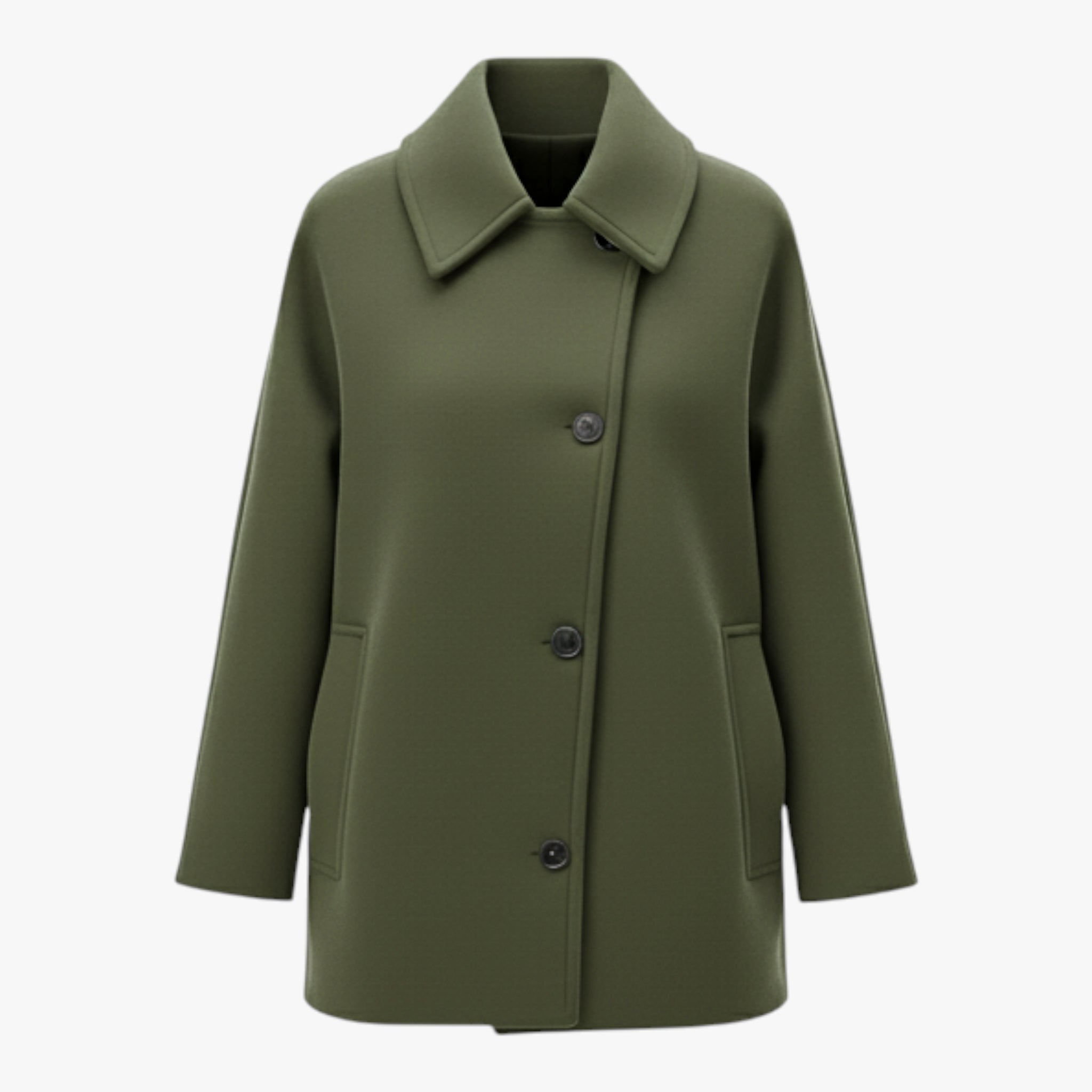 Zofia |Damski płaszcz z kołnierzem wykładanym Kurtki i płaszcze damskie Warschau Fashion Zielony wojskowy XS