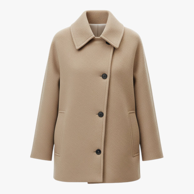 Zofia |Damski płaszcz z kołnierzem wykładanym Kurtki i płaszcze damskie Warschau Fashion Khaki XS