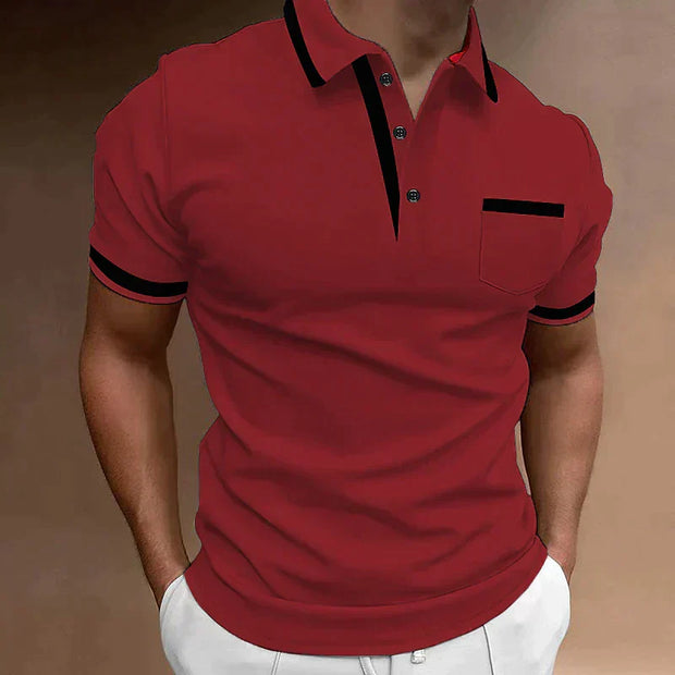 Męskie Polo Endymion o dopasowanym kroju z kontrastującymi detalami Polo Shirt Men Warschau Fashion Czerwony S