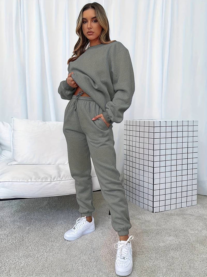 Komfortowy Zestaw Biegowy dla Kobiet Comfort Dames Jogging Set Ensemble Warschau Fashion Szary S