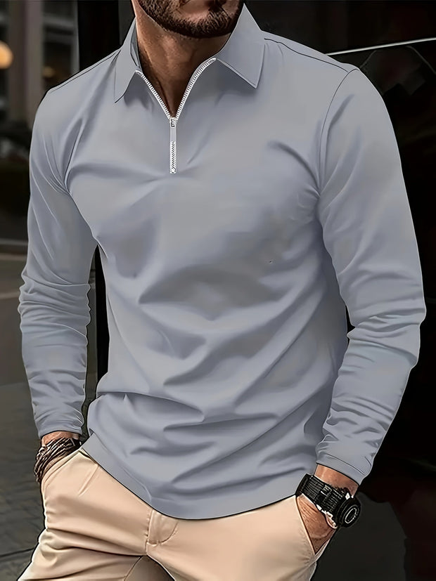 Męska koszulka z zamkiem błyskawicznym Men Shirts Warschau Fashion Szary S