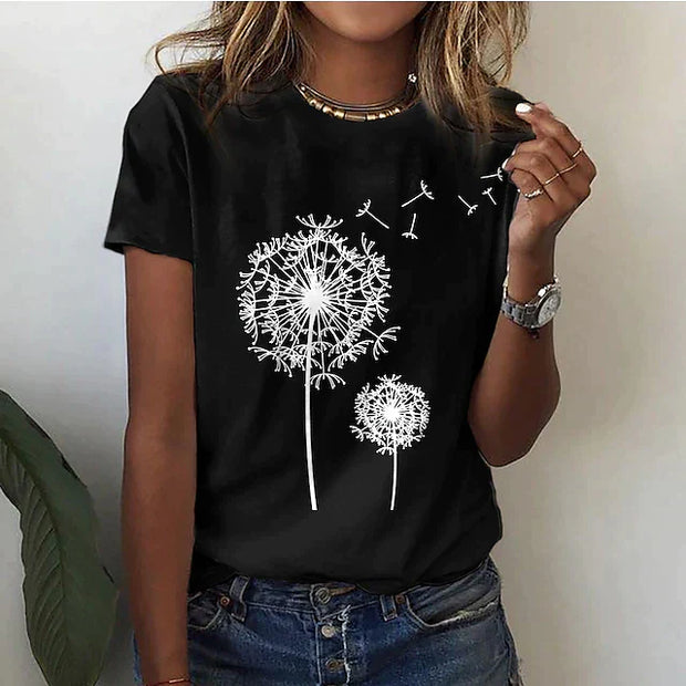 Damska letnia koszulka z okrągłym dekoltem i krótkimi rękawami Women T-Shirt Warschau Fashion Czarny S