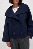 Dwurzędowy płaszcz wełniany Wool coat Warschau Fashion Granatowy S