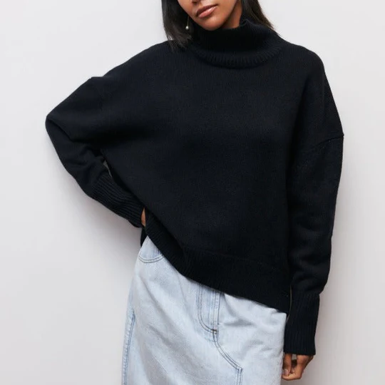 Amélie - Bawełniany sweter oversize z odwróconym kołnierzem