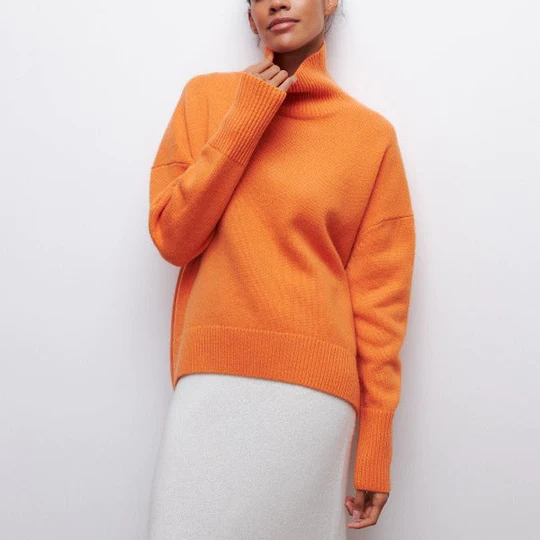 Amélie - Bawełniany sweter oversize z odwróconym kołnierzem