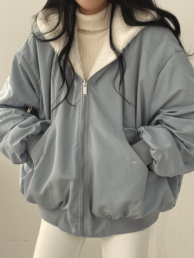 Damska długa kurtka zimowa z zamkiem Women's Jacket Warschau Fashion Niebieski S