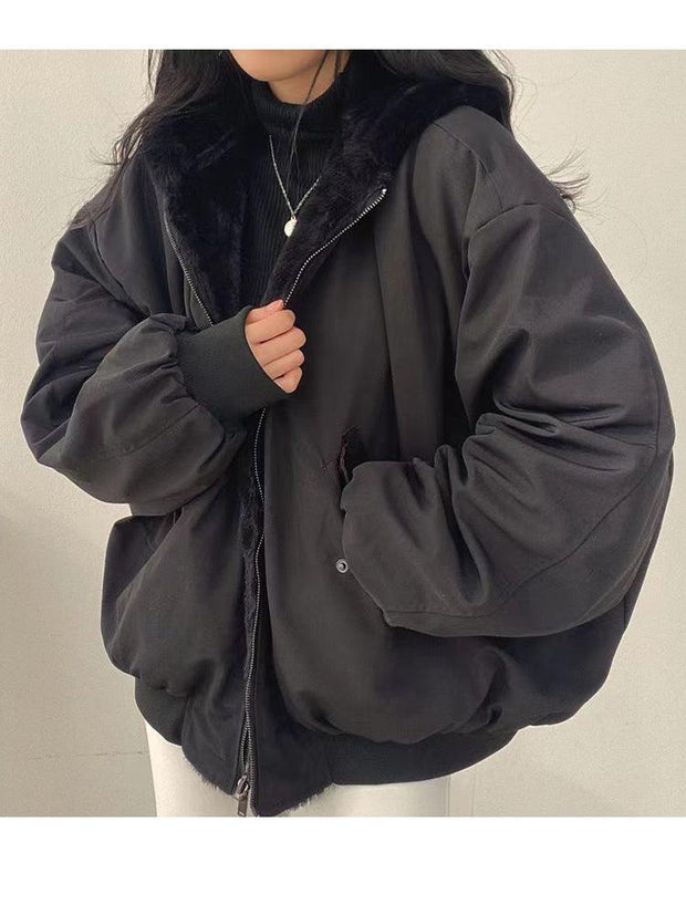 Damska długa kurtka zimowa z zamkiem Women's Jacket Warschau Fashion