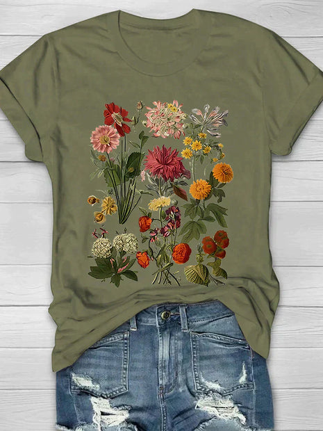 Kobiecy T-shirt z krótkim rękawem i kwiatowym wzorem | Idealny na lato