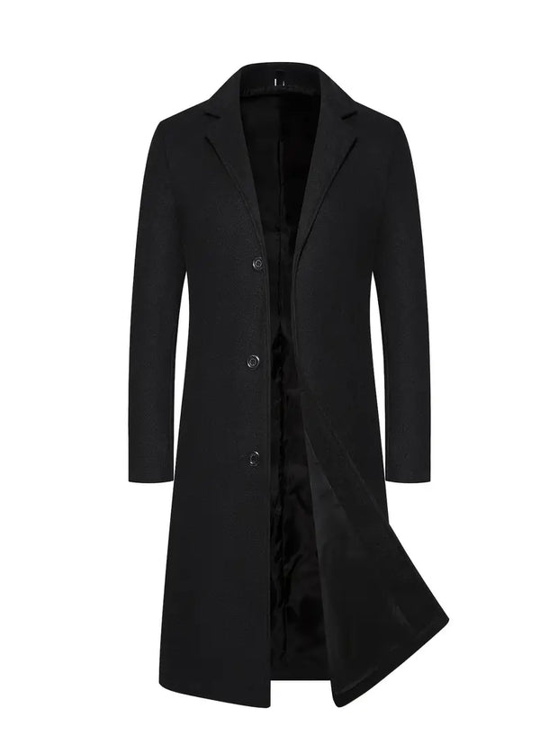 Alaricea | Męski Długi Płaszcz Ciepły Men Coat Warschau Fashion Czarny S