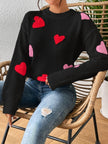 Elise | Damski sweter z okrągłym dekoltem i sercowym wzorem Warschau Fashion