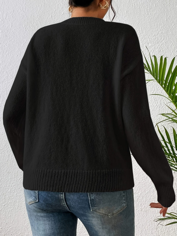 Elise | Damski sweter z okrągłym dekoltem i sercowym wzorem Warschau Fashion