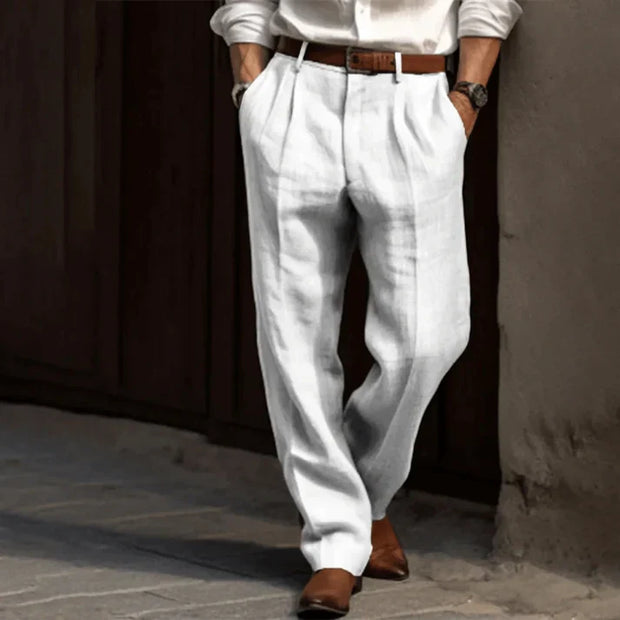 Stylowe męskie spodnie do pracy Men Pants Warschau Fashion Biały S