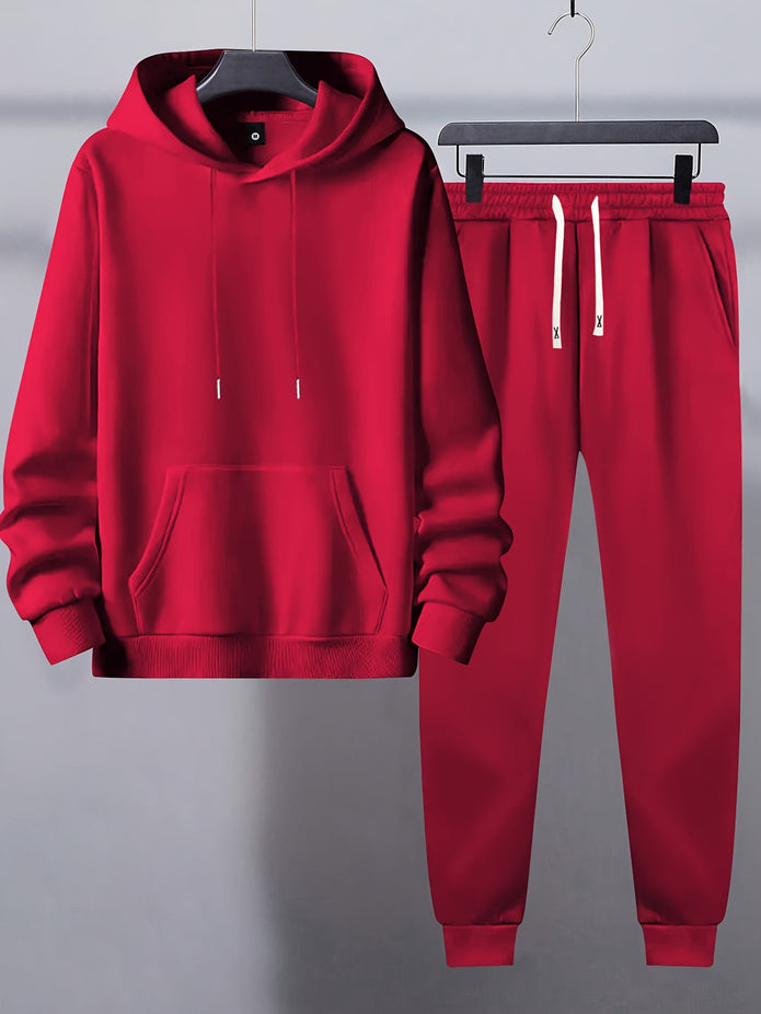 FINN - Męski dres | Bluza z kapturem i spodnie dresowe Set Warschau Fashion Czerwony S