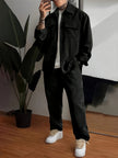 LAVEO - Męski zestaw dopasowany | Kurtka i spodnie set Warschau Fashion Czarny S