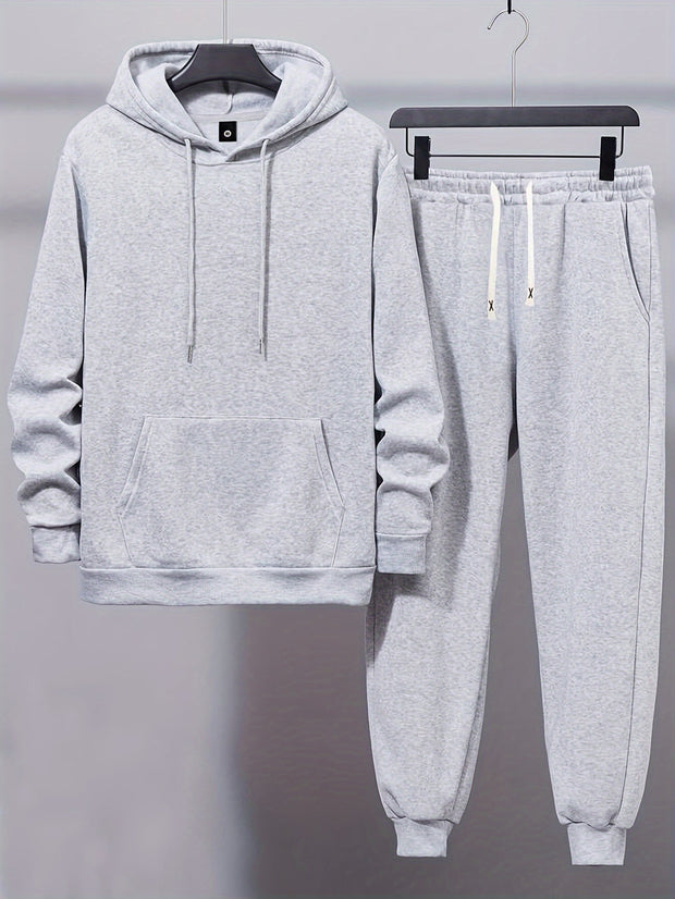 FINN - Męski dres | Bluza z kapturem i spodnie dresowe Set Warschau Fashion Szary S
