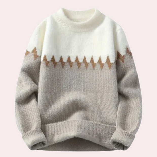 TITUS - Męski Wiosenny Sweter w Prosty Stylu Unisex Sweater Pullover Geometric Fall Warschau Fashion Khaki S